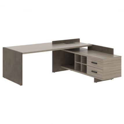 Стол руководителя левый ВООД&СТОНЕ СФ-531201 Дрифтвуд Бетон Чикаго темный / WOOD&STONE_1