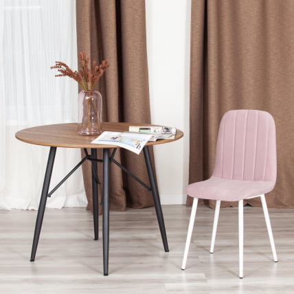 Стул АРC Велюр/металл , 46 х 52 х 88 см, пыльно-розовый/белый / ARC_8