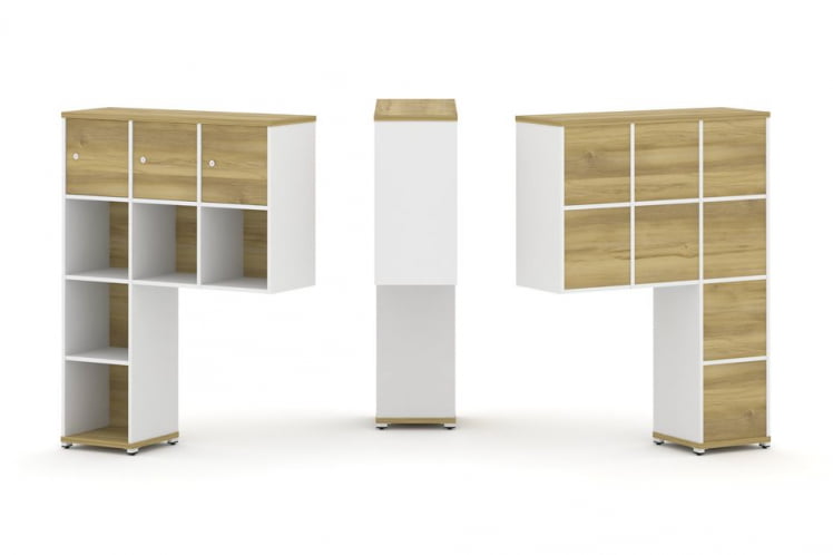 Надставка на стол высокая односторонняя + задняя стенка (8 шт.) + распашной фасад (3 шт.) CОНCЕПТ CН.ОНВ-003 Дуб Винченцо Белый бриллиант Белый металл / CONCEPT CN.ONV-003_0