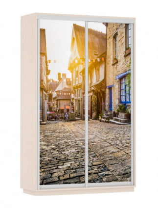 Шкаф-купе двухдверный Экспресс Дуо 1400х2200х Улица/Дуб молочный / 1400х2200h_0