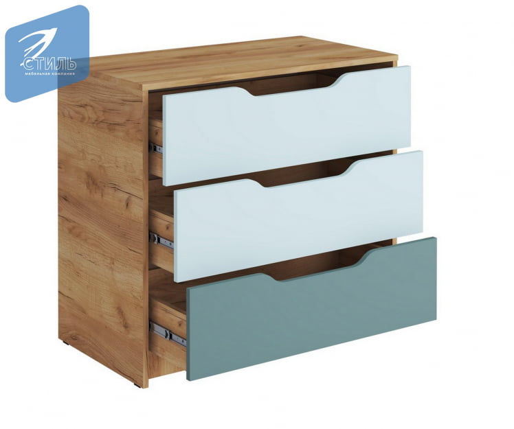 Комод РИCХ КМ-001 Мята/Сумеречный голубой/дуб крафт золотой / RICH_2