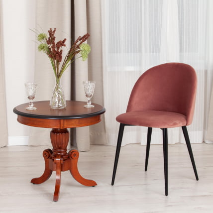 Стул МОНРО (мод. 710) ткань/металл, 56х51х80 см, высота до сиденья 47 см, коралловый баркхат 15 /черный / MONRO (mod. barkhat_8