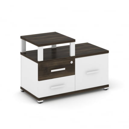 Тумба приставная сервисная с надставкой узкой CОНCЕПТ CН.ТСР-002 Б/В Дуб Мали Белый бриллиант Белый / CONCEPT CN.TSR-002 B/W_0