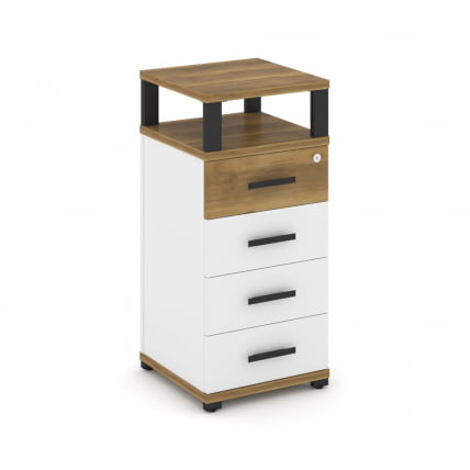 Тумба приставная с 4-мя ящиками и надставкой CОНCЕПТ CН.ТУО-003 Б/В Сандал Янтарный Белый бриллиант Черный / CONCEPT CN.TUO-003 B/W_0