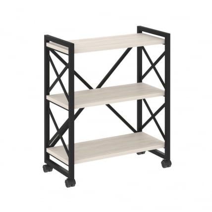 Стеллаж на колесных опорах - 3 полки ЛОФТ  ВР.Л-МСТ.К-3.8 Металл черный Денвер светлый / LOFT VR.L-MST.K-3.8_0