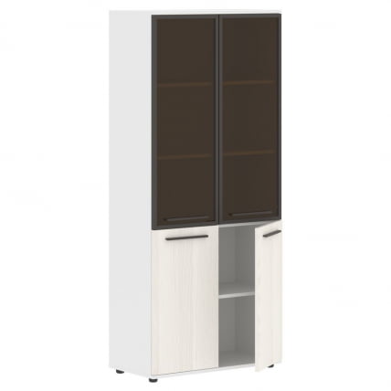 Шкаф комбинированный  с дверьми в металлической раме ЕДИС ЕХCС 85.7 Ясень Траун Мокко Белый / EDIS EHCS_1