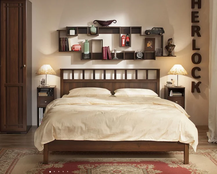 Кровать Люкс (1600) Шерлоcк 47 Орех шоколадный (спальня) / Sherlock_1