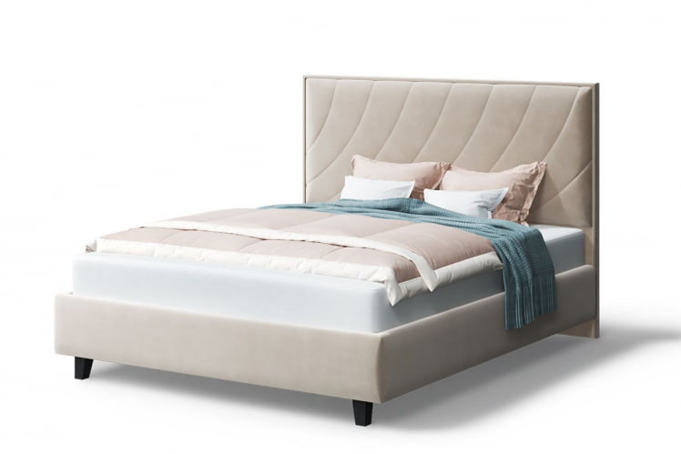 Кровать СОФИЯ 2000*1600мм (на опорах), велюр Бренди лайт 03 (бежевый), (б/основания, б/матраса)_0