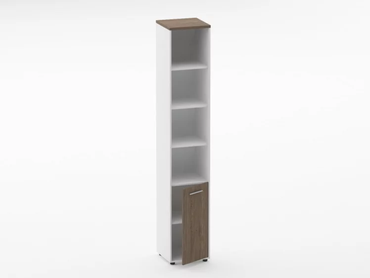 Шкаф 5 узкий верх открытый, низ глухая дверь Дека 10.23.11Пр Дуб Верцаска/Белый / Deka_1