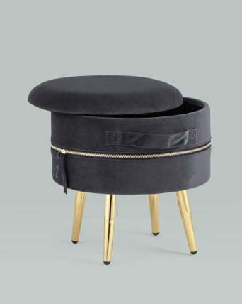 Пуф Тильда с ящиком велюр Антрацит_4