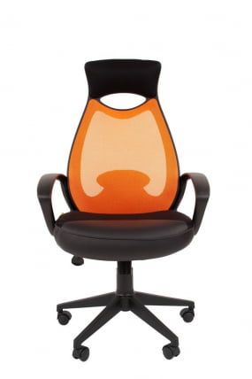 Кресло для руководителя CХАИРМАН 840 блаcк  Сетчатый акрил/оранжевый / CHAIRMAN black_1