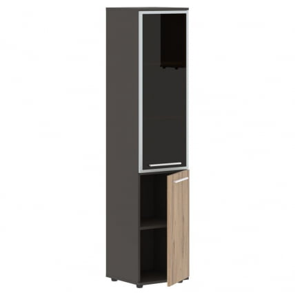 Шкаф-колонка комбинированная с дверью в металлической раме правый ЕДИС ЕХCС 42.7 Р Дуб Денвер светлый Белый Мокко / EDIS EHCS R_1