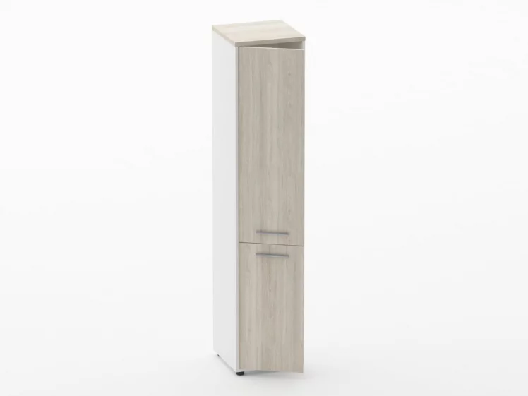 Шкаф 4 узкий закрытый Дека 10.19.15Л Дуб Сантана светлый/Белый / Deka_1
