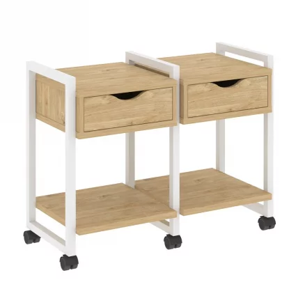 Тумба на колесных опорах наборная. Вариант №1 ЛОФТ ВР.Л-ТН-1.К Металл белый Тиквуд светлый / LOFT VR.L-TN-1.K_0