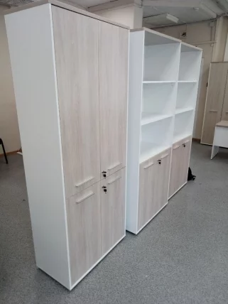 Шкаф 4 широкий верх открытый, низ закрытый Дека 10.19.111 Дуб Сантана светлый/Белый / Deka_6