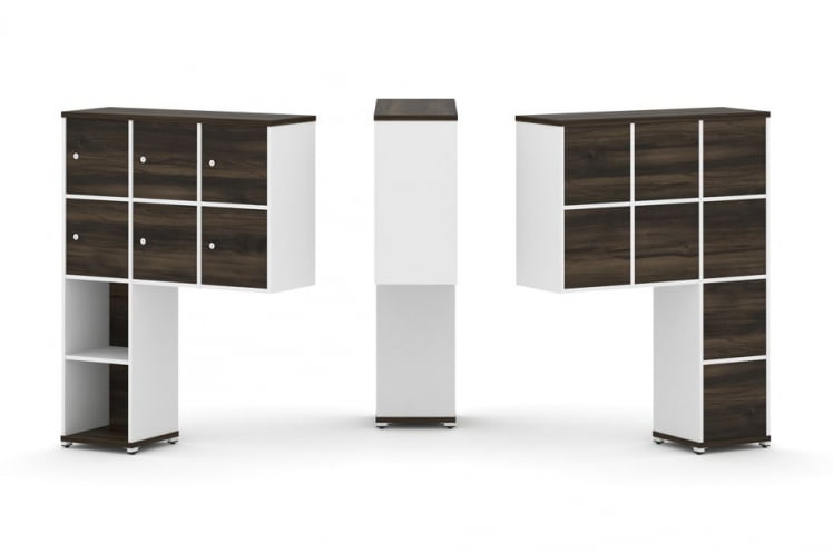 Надставка на стол высокая односторонняя + задняя стенка (8 шт.) + распашной фасад (6 шт.) CОНCЕПТ CН.ОНВ-008 Дуб Мали Белый бриллиант Белый металл / CONCEPT CN.ONV-008_0