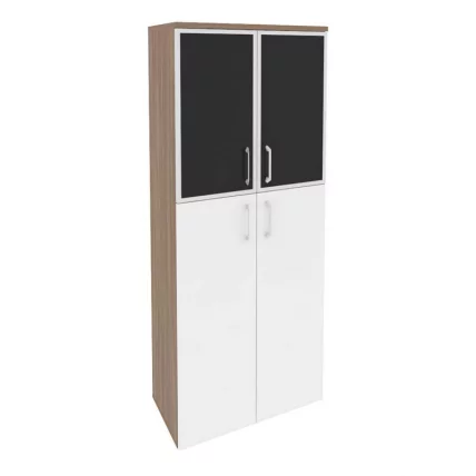 Шкаф высокий широкий ОНИКС О.СТ-1.7Р блаcк Дуб Аризона/Белый / ONIX O.ST-1.7R black_0