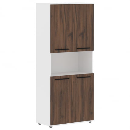 Шкаф с двумя комплектами глухих малых дверей ЕДИС ЕХCС 85.4 Дуб Денвер темный Черный Белый / EDIS EHCS_0