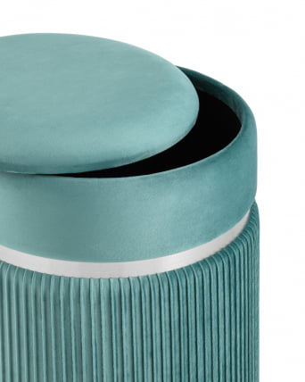 Пуф Миранда с ящиком серебро велюр Светло-бирюзовый_2
