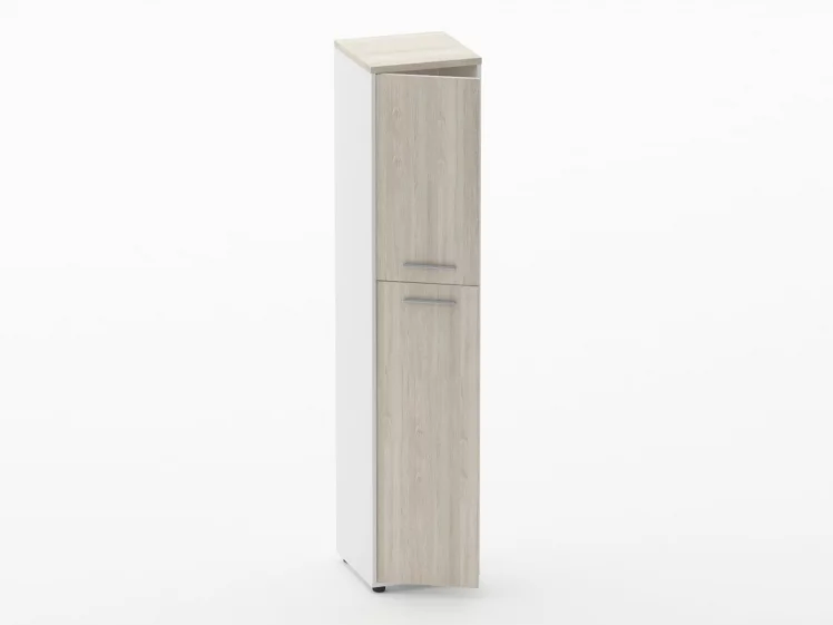 Шкаф 4 узкий закрытый Дека 10.19.14Л Дуб Сантана светлый/Белый / Deka_1