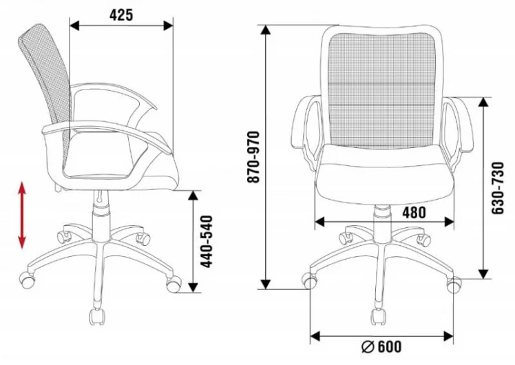 Офисное кресло Бюрократ CХ-590 БЛ/БЛАCК Синее Черное спинка сетка / CH-590 BL/BLACK_5