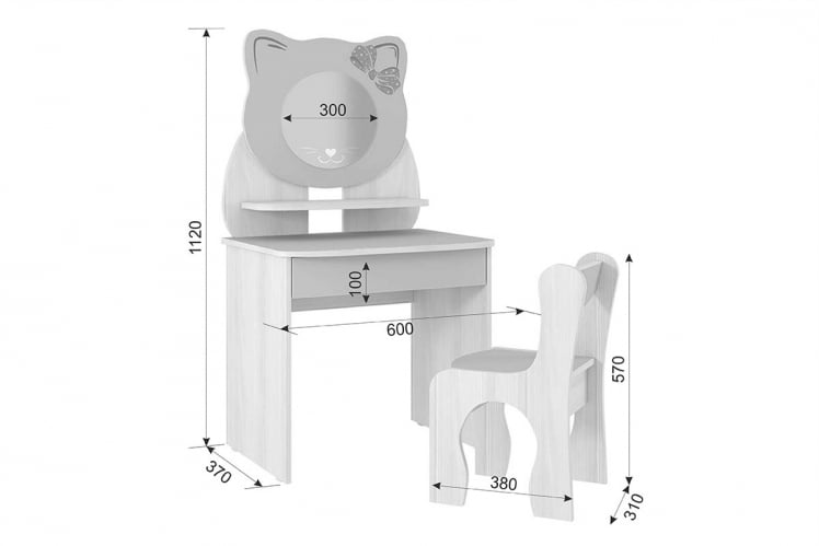 Набор детский Котенок МК-0016 белый рамух/розовый / MK-0016_3