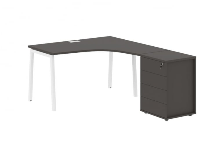 Стол эргономичный с тумбой (правый) ЕДИС ЕЛCЕТ 1318 Р Мокко Белый / EDIS ELCET R_0