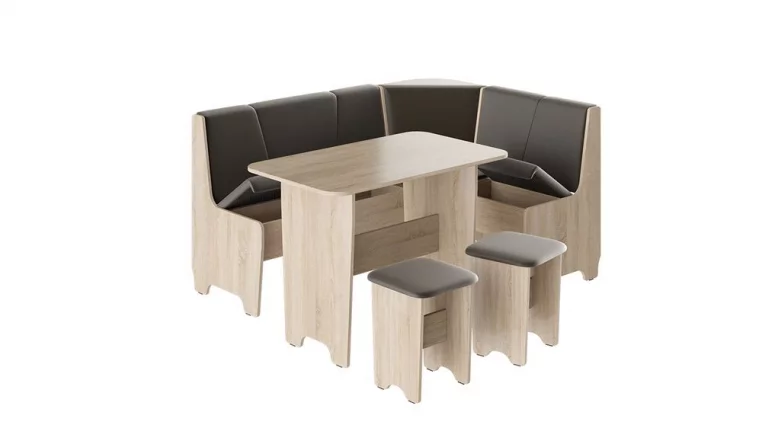 Кухонный уголок Техас Исп.1 Дуб Сонома/Экокожа коричневая_1