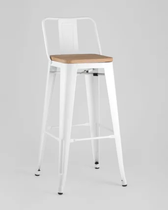 Стул барный Толикс Воод 75.5  со спинкой Белый / Tolix Wood_1
