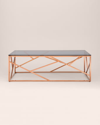 Журнальный стол АРТ ДЕКО 120кс60 Розовое золото стекло смоке / 120x60 smoke_2