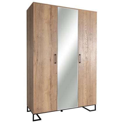 Шкаф трехстворчатый с зеркалом Лофт с зеркалом Дуб Натур / Loft_1