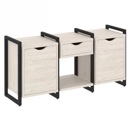 Тумба на регулируемых опорах наборная. Вариант №7 ЛОФТ ВР.Л-ТН-7.О Металл черный Денвер светлый / LOFT VR.L-TN-7.O_0