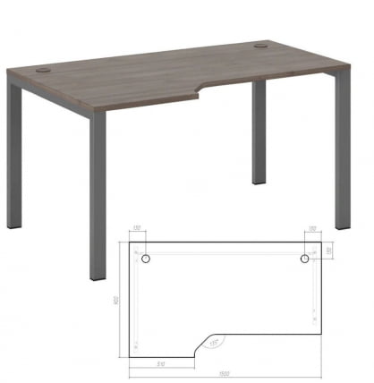 Стол эргономичный левый на металлоопорах Нев Лине НЛН36322634 Дуб шамони темный / New Line NLN36322634_1