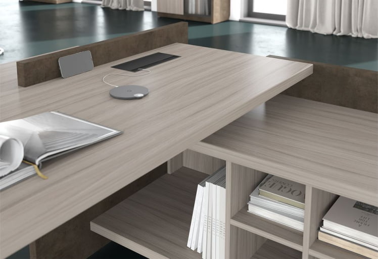 Стол руководителя правый ВООД&СТОНЕ СФ-531222 Дрифтвуд Бетон Чикаго темный / WOOD&STONE_3