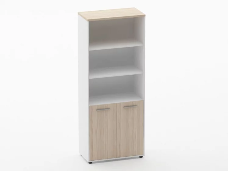 Шкаф 4 широкий верх открытый, низ закрытый Дека 10.19.111 Туя/Белый / Deka_0