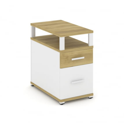 Тумба опорная/приставная с ящиком, распашным фасадом и надставкой CОНCЕПТ CН.ТГП-002 Б/В Дуб Винченцо Белый бриллиант Белый / CONCEPT CN.TGP-002 B/W_0