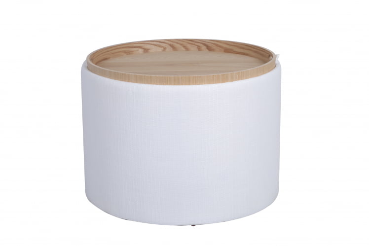 Пуф-столик с ящиком Хюгге Л рогожка Белый / L_4