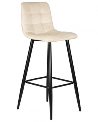 Стул барный ДОБРИН НИCОЛЕ (черные матовые ножки, кремовый велюр (108-113)) 2 шт / DOBRIN NICOLE_2