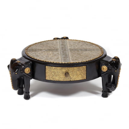 Столик Сеcрет Де Маисон 3 СЛОНА ( мод. НД-005) дерево манго/латунная чеканка, Диа 48. В 19 см, этническая роспись / Secret De Maison SLONA mod. ND-005) Dia_1