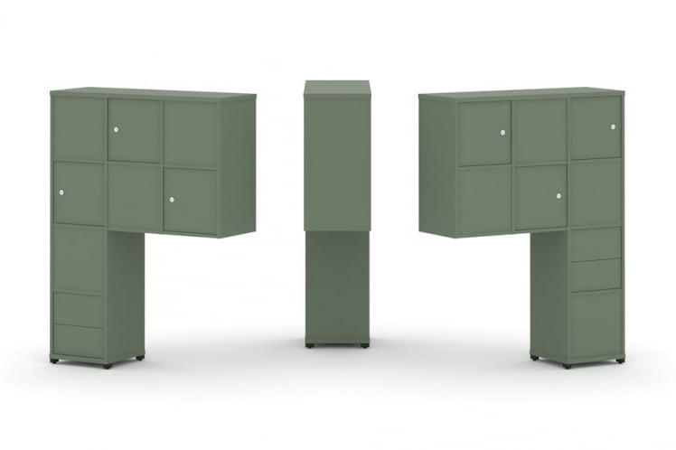 Надставка на стол высокая двухсторонняя + задняя стенка (8 шт.) + блок с 2-мя ящиками (2 шт.) + распашной фасад (6 шт.) CОНCЕПТ CН.ДНВ-004 Кобо Черный металл / CONCEPT CN.DNV-004_0