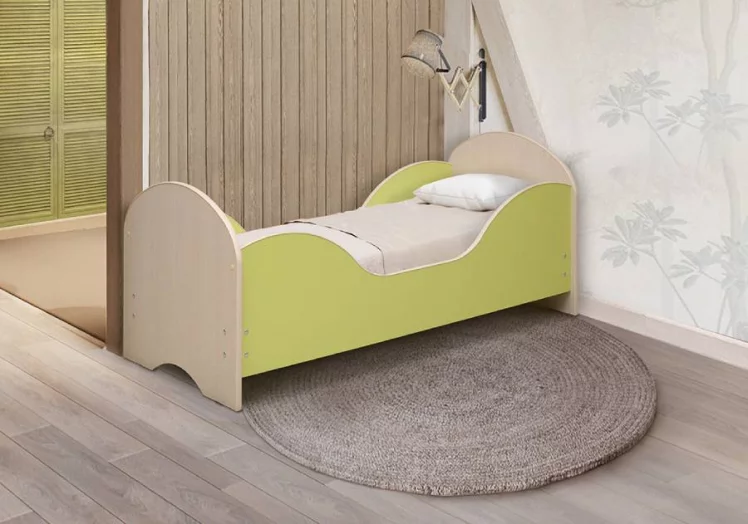 Кровать детская Малышка №7 700*1400 Дуб молочный/Ярко-розовый_0