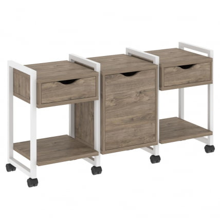 Тумба на колесных опорах наборная. Вариант №6 ЛОФТ ВР.Л-ТН-6.К Металл белый Тиквуд темный / LOFT VR.L-TN-6.K_0