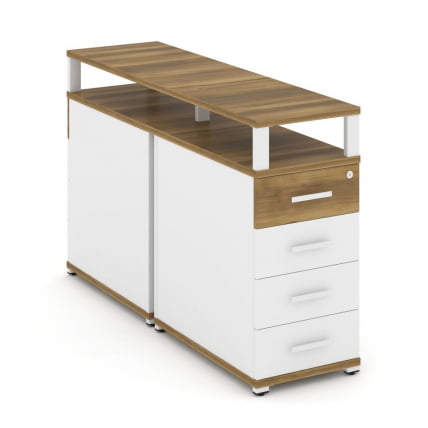 Тумба двухсторонняя опорная приставная с 4-мя ящиками и надставкой CОНCЕПТ CН.ДТГО-003 Б/В Сандал Янтарный Белый бриллиант Белый / CONCEPT CN.DTGO-003 B/W_0