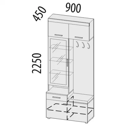 Панель с крючками и зеркалом (лев/прав) Тиффани 47.08.1 Сосна Астрид Мелинга Игуана Бежевый_8