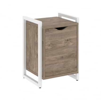 Тумба на регулируемых опорах с распашным фасадом ЛОФТ ВР.Л-Т2.О Металл белый Тиквуд темный / LOFT VR.L-T2.O_0