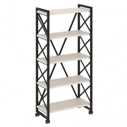 Стеллаж на колесных опорах - 5 полок ЛОФТ ВР.Л-МСТ.К-5.8 Металл черный Денвер светлый / LOFT VR.L-MST.K-5.8_0