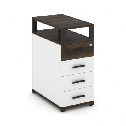 Тумба приставная с 4-мя ящиками и надставкой CОНCЕПТ CН.ТГО-003 Б/В Дуб Мали Белый бриллиант Черный / CONCEPT CN.TGO-003 B/W_0