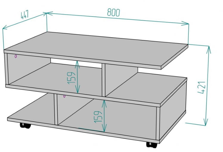Стол журнальный ТC21 421х800х447 (БП) / TC21_1