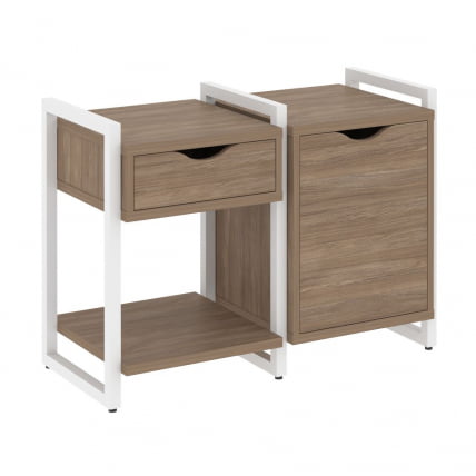 Тумба на регулируемых опорах наборная. Вариант №3 ЛОФТ ВР.Л-ТН-3.О Металл белый Дуб Аризона / LOFT VR.L-TN-3.O_0