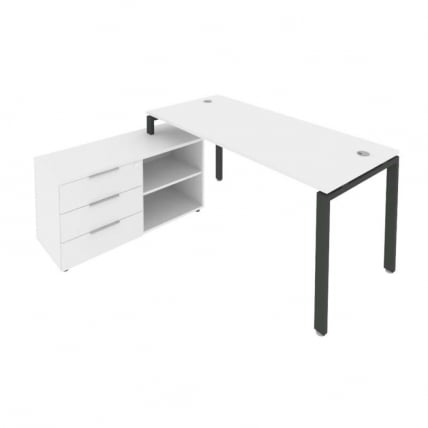 Рабочая станция на П-образном м/к с опорной тумбой левая Метал Сйстем Б.РС-СТС-2.4 Л Белый/Антрацит / Metal System_0